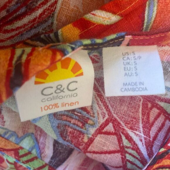 C&C California Linen Trapeze Dress Size Small, Tropical, - Picture 8 of 8